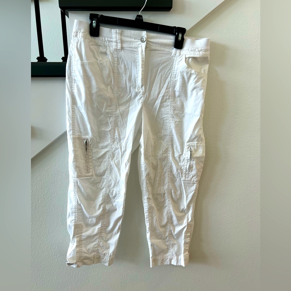 Chicos White Cargo Crop Pants